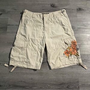 Old Navy Surplus Company Floral Cargo Khaki Shorts Men’s Size 34 Y2K 00’s Beach
